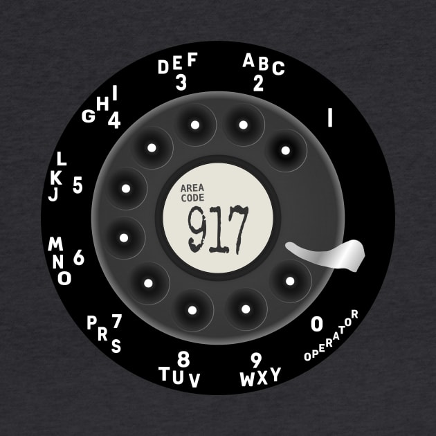 Hello New York Rotary Dial Phone 917 Area Code T-Shirt by Lyrical Parser